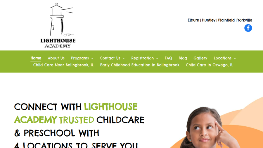 Screenshot of the Lighthouse Academy Plainfield website