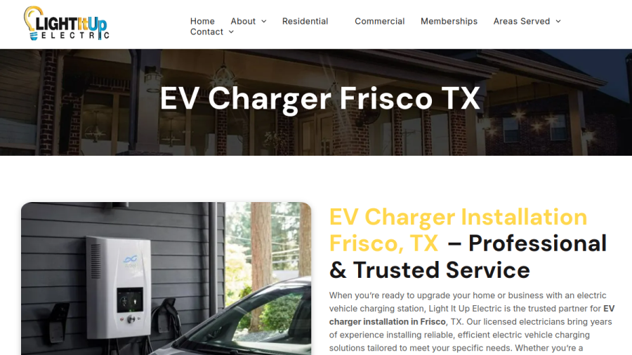 Screenshot of the Light It Up Electric website