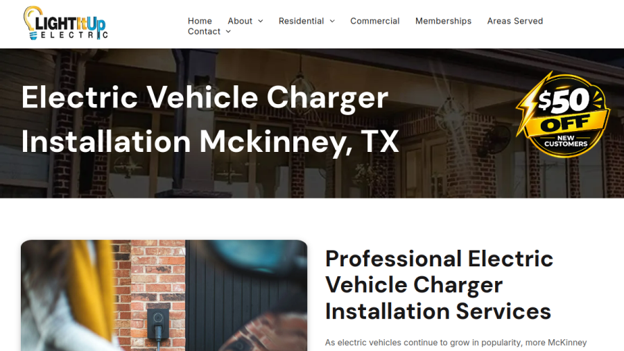 Screenshot of the Light It Up Electric website