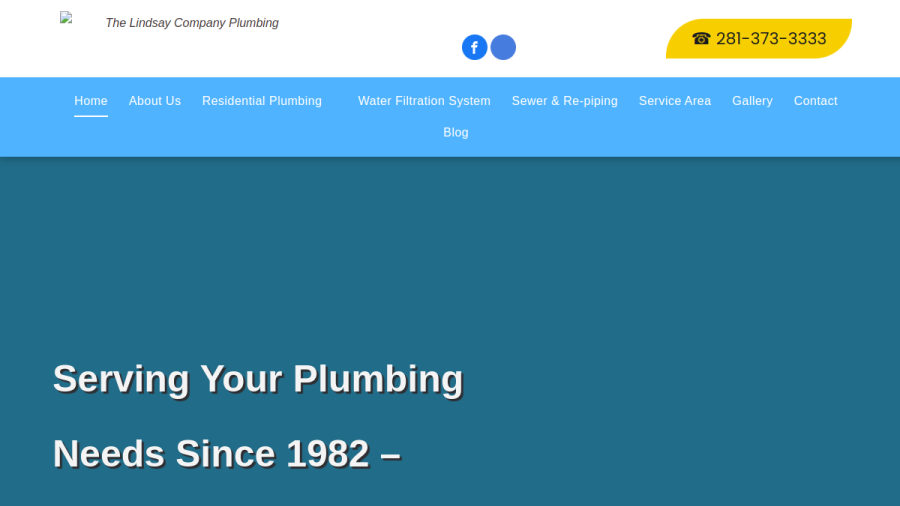 Screenshot of the The Lindsay Company Plumbing website
