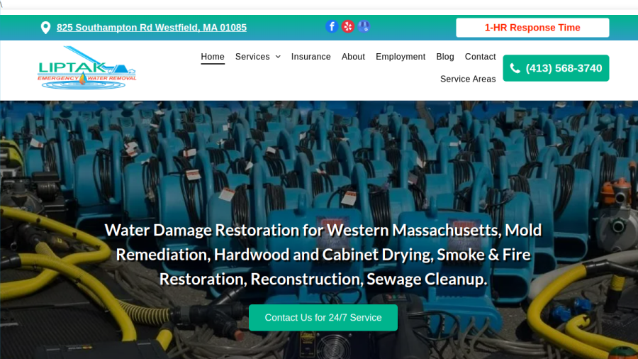 Screenshot of the Liptak Restoration Inc website