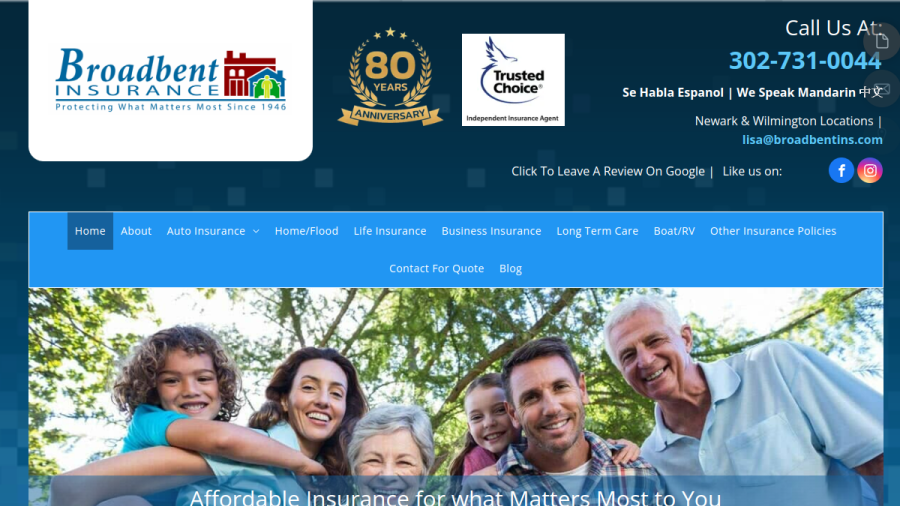 Broadbent Insurance website screenshot
