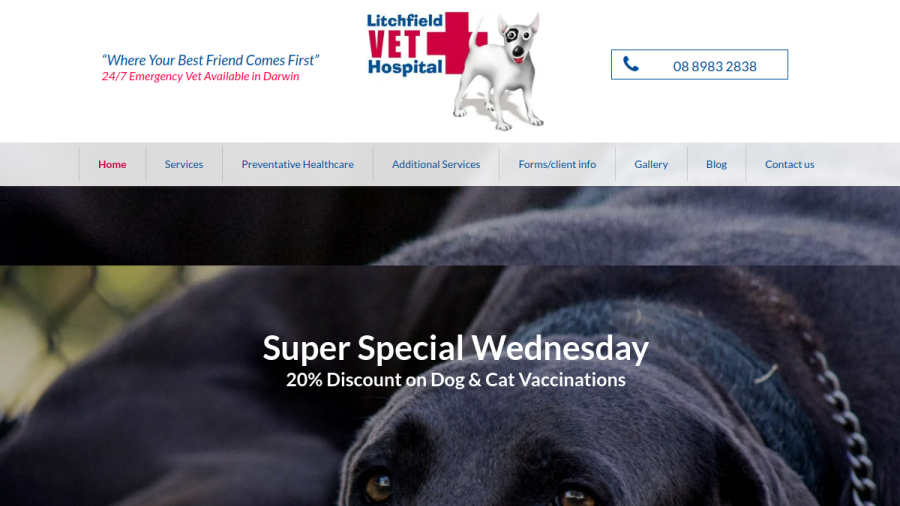 Screenshot of the Litchfield Veterinary Hospital website