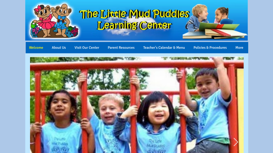 Screenshot of the Little Mud Puddles Learning Center website