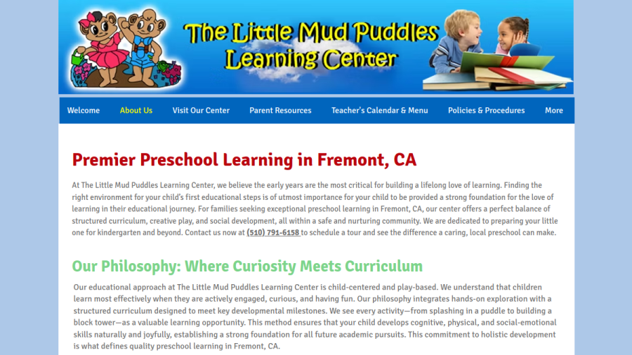 Little Mud Puddles Learning Center website