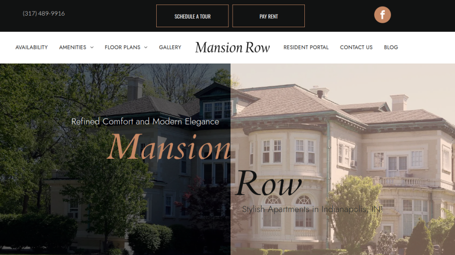 Screenshot of the Mansion Row website