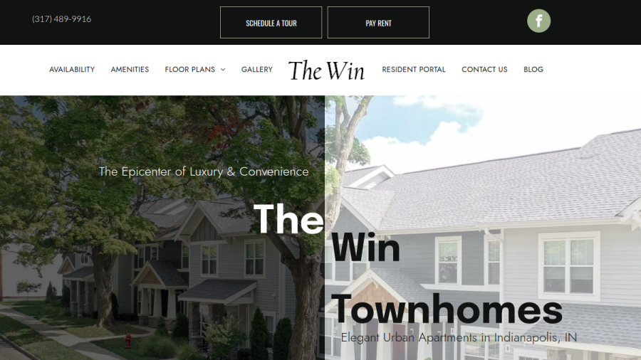 Screenshot of the The Win Townhomes website