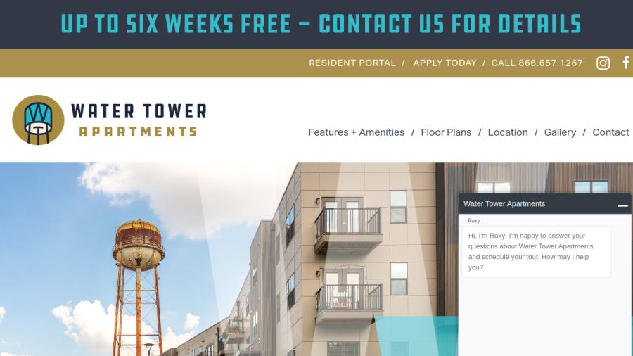 Water Tower Apartments website