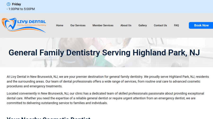 Website screenshot of Livy Dental