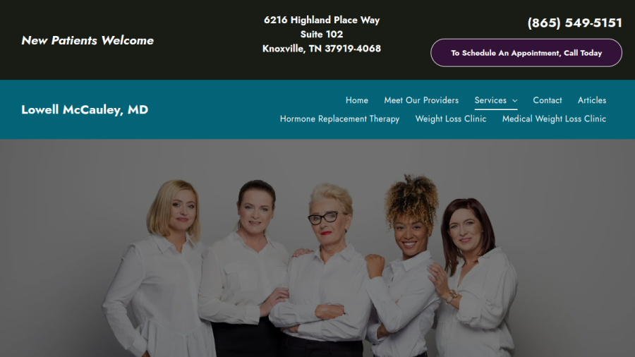 Screenshot of the Lowell L McCauley MD PC website