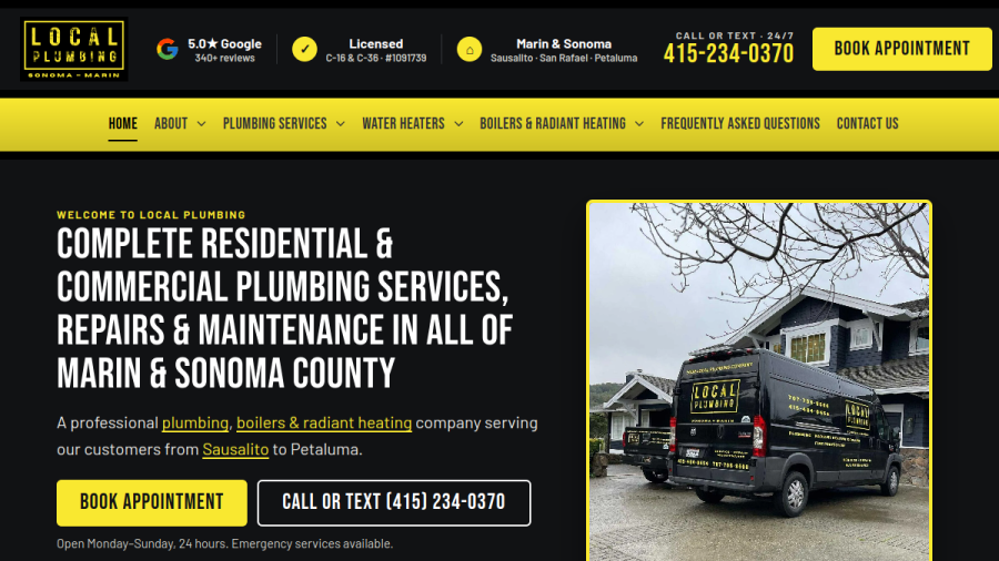 Screenshot of the Local Plumbing website