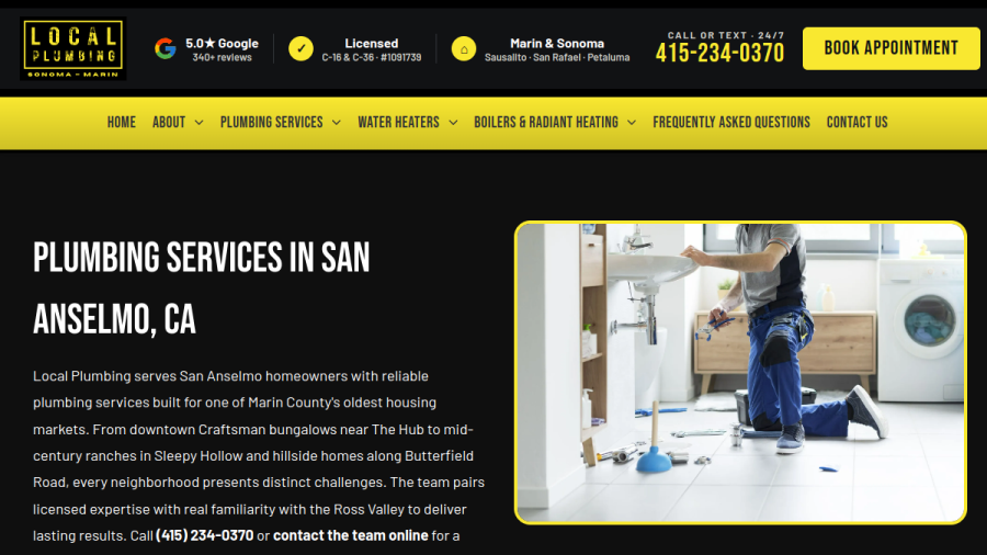 Screenshot of the Local Plumbing website