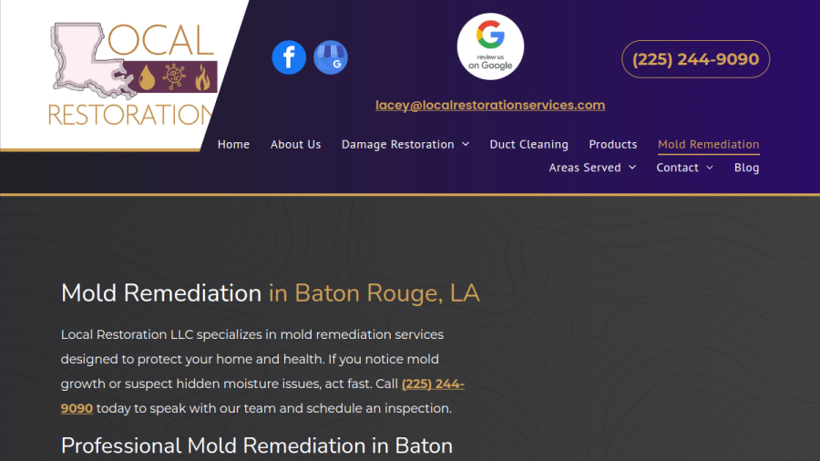 Screenshot of the Local Restoration LLC website