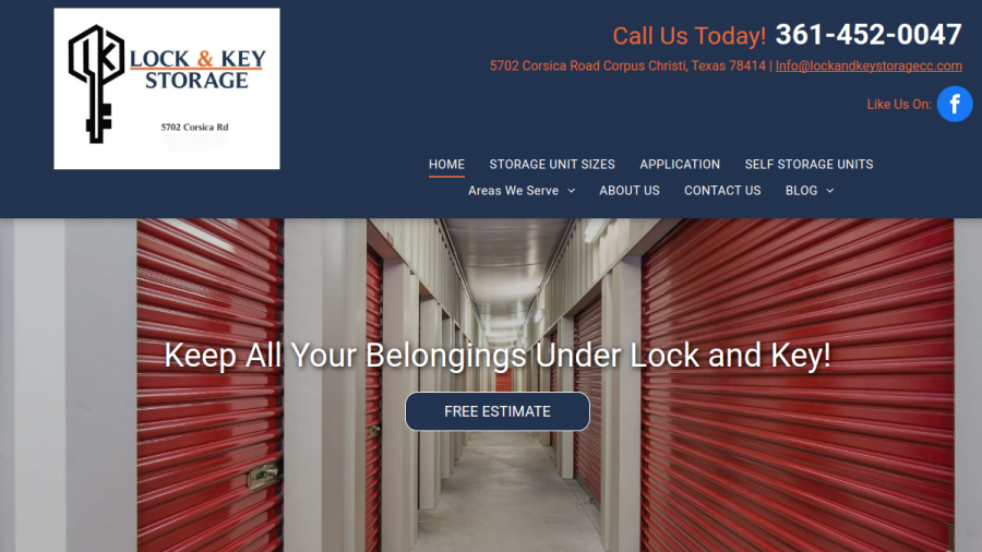 Website screenshot of Lock & Key Storage