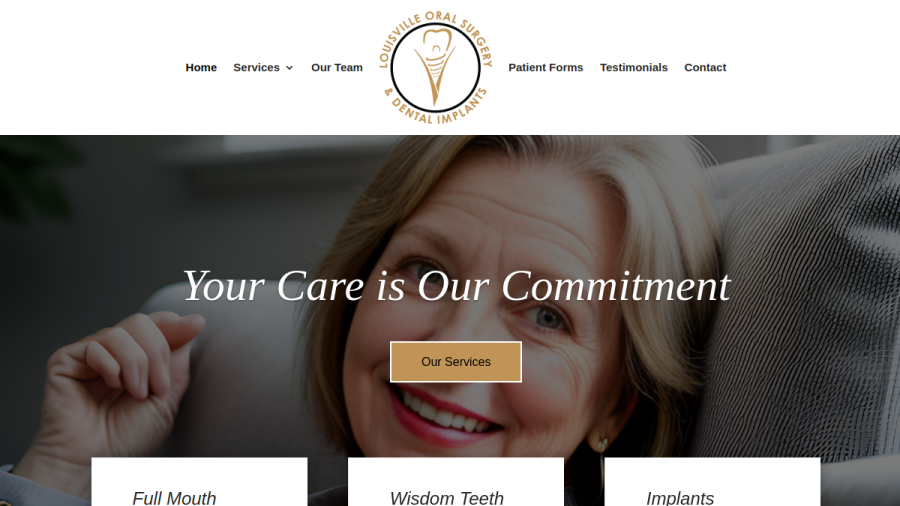 Louisville Oral Surgery & Dental Implants website screenshot
