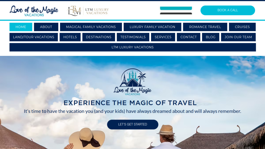 Screenshot of the Love of the Magic Vacations website