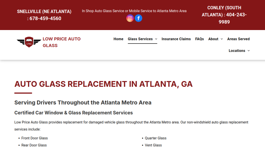 Low Price Auto Glass website