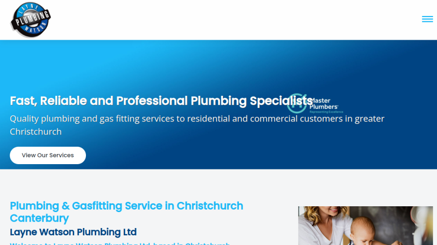 Screenshot of the Layne Watson Plumbing Ltd website