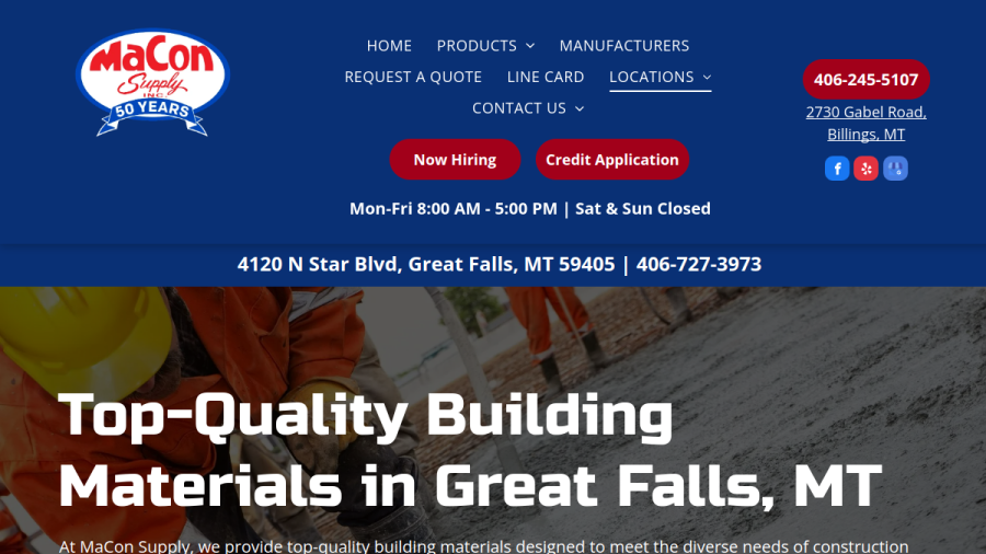 Screenshot of the MaCon Supply website