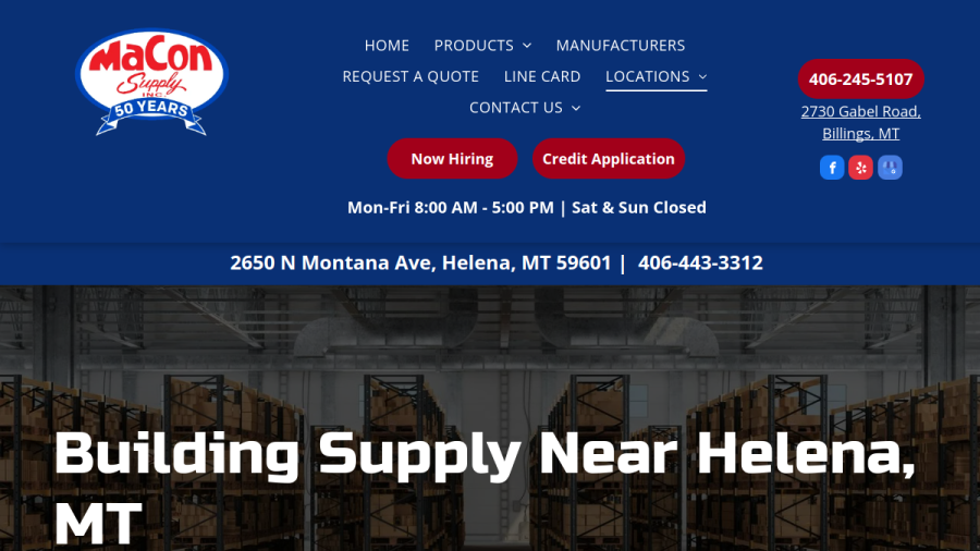 Screenshot of MaCon Supply website