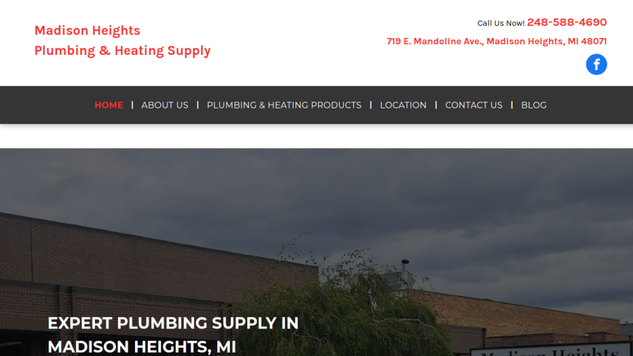 Screenshot of the Madison Heights Plumbing website