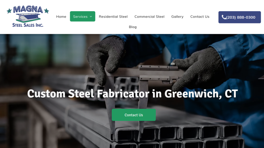 Screenshot of the Magna Steel Sales Inc website