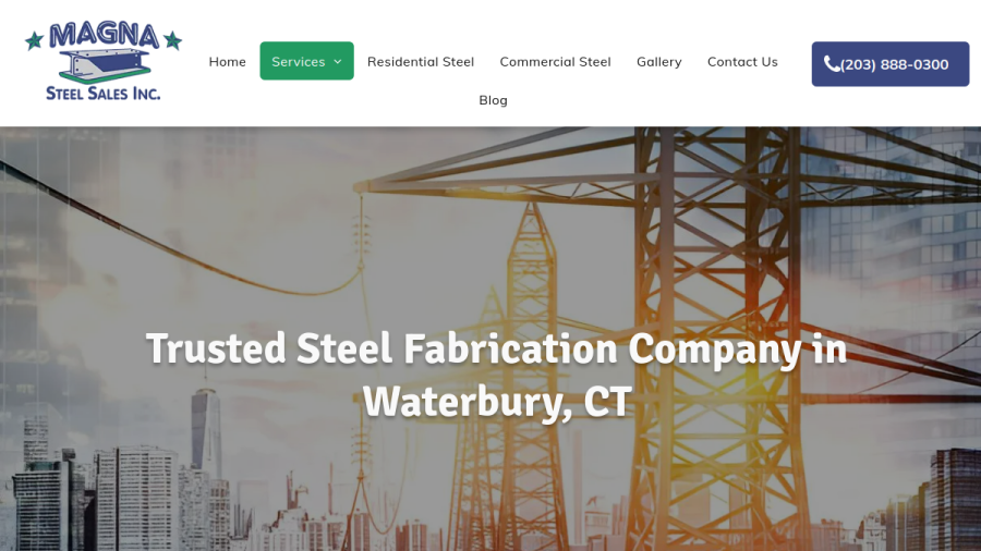 Magna Steel Sales Inc. website screenshot