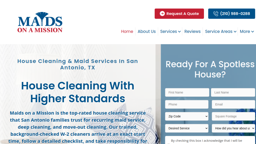 Maids On a Mission website screenshot
