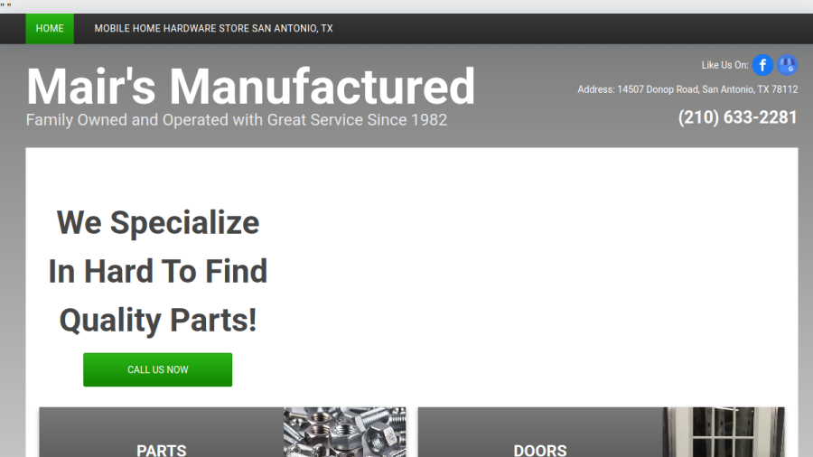 Mair's Manufactured Home Supply website