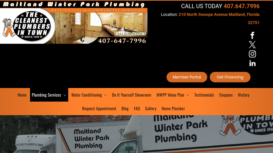 Screenshot of Maitland Winter Park Plumbing website