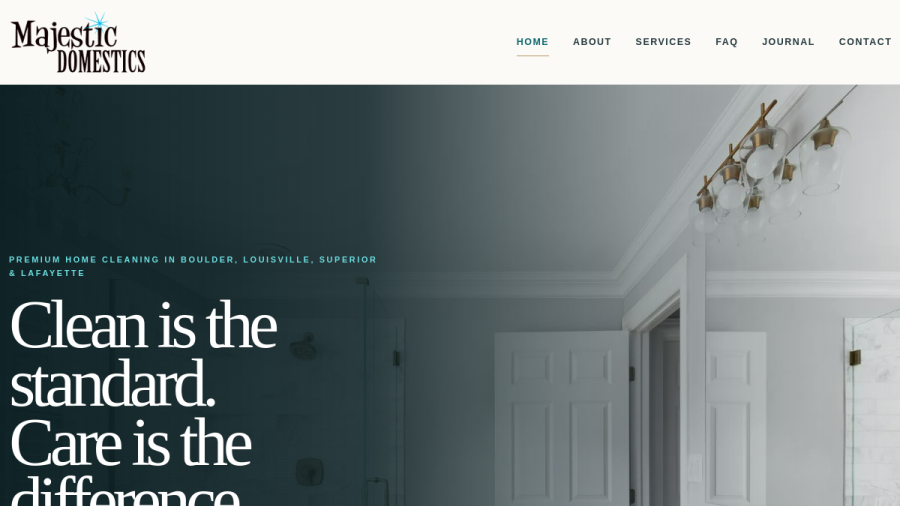 Screenshot of the Majestic Domestics Cleaning Service website