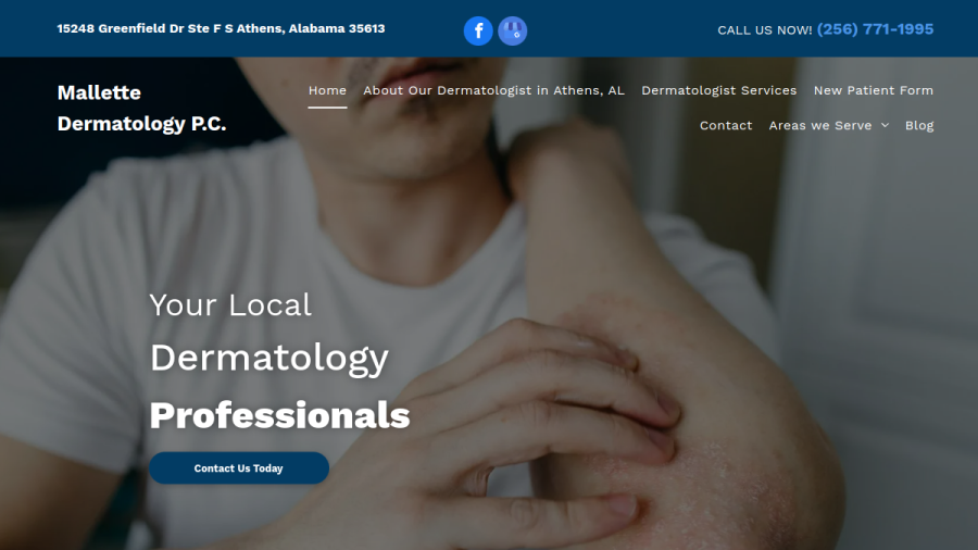 Screenshot of the Mallette DERMATOLOGY, P.C. website