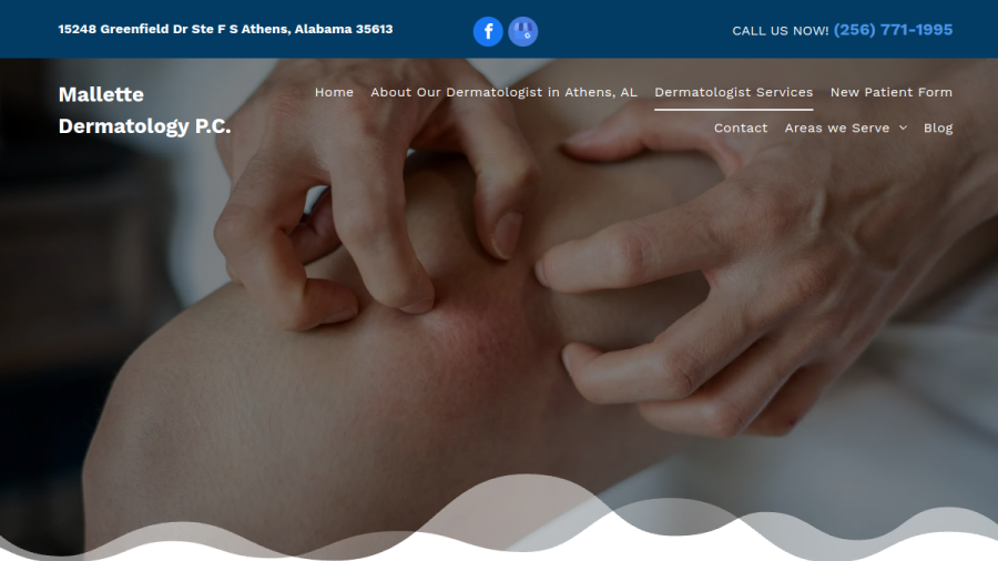 Screenshot of Mallette DERMATOLOGY, P.C. website