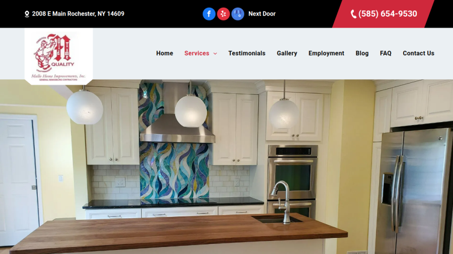 Screenshot of Mallo Home Improvements Inc website