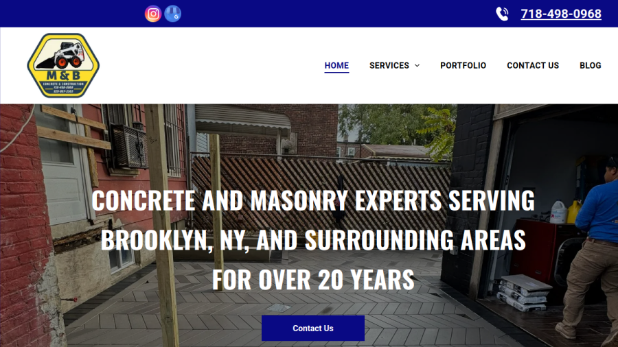 M & B Concrete website screenshot