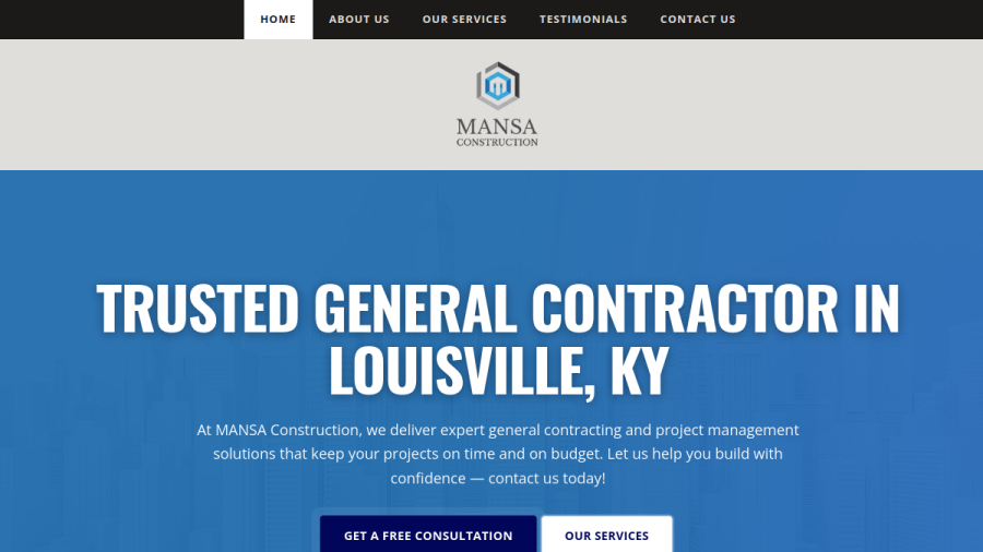 Mansa Construction website