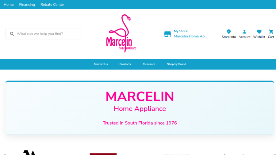 Screenshot of the Marcelin Home Appliance website