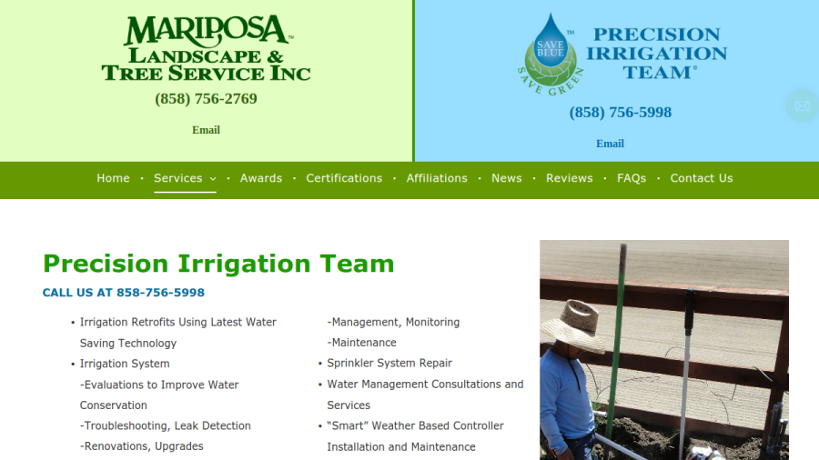 Mariposa Landscape & Tree Service Inc. website