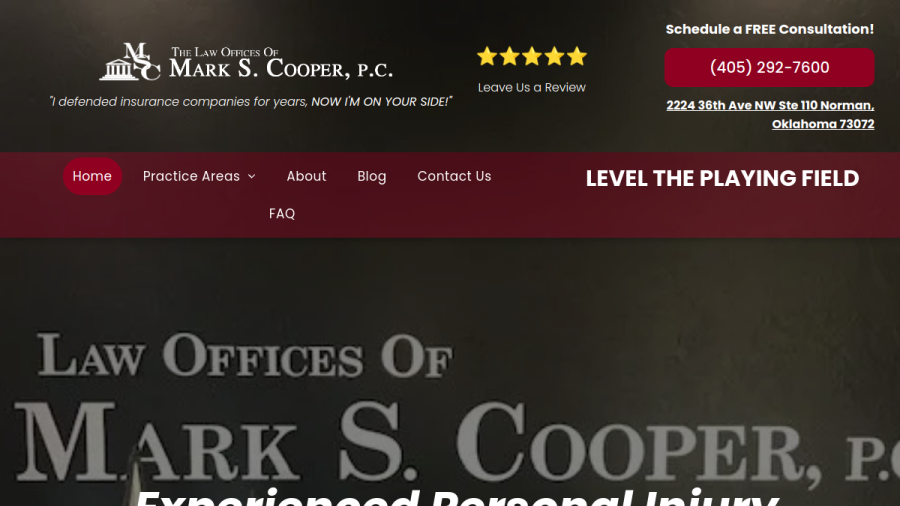 Screenshot of the Law Offices of Mark S. Cooper website