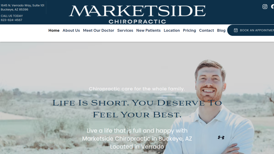 Screenshot of Marketside Chiropractic website