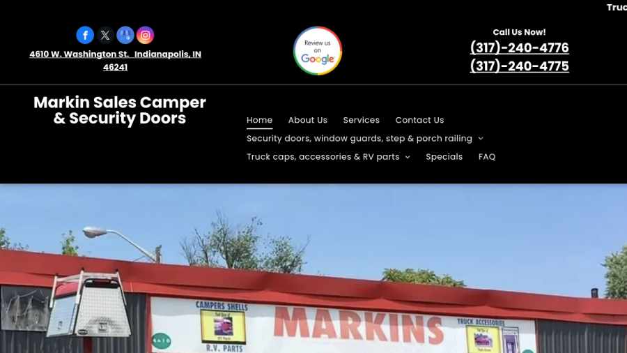 Screenshot of the Markin Sales website