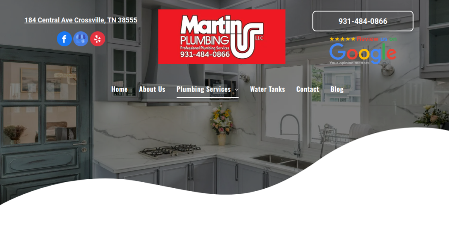 Screenshot of the Martin Plumbing LLC website