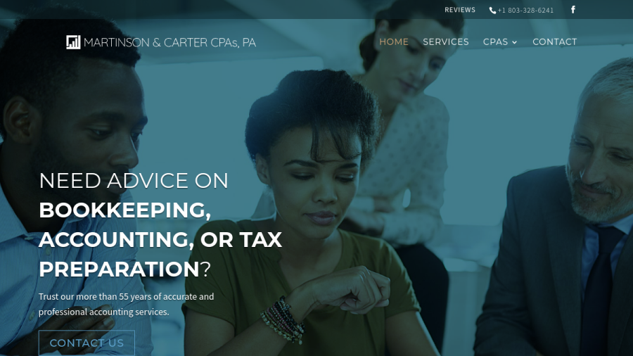 Screenshot of the Martinson & Carter CPAs, PA website