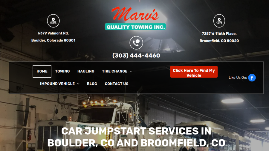 Marv's Quality Towing Inc website