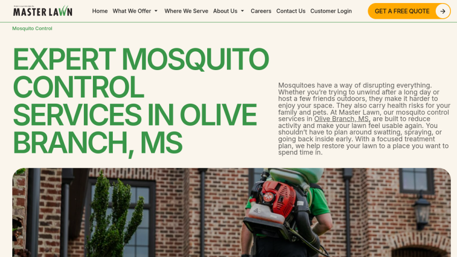 Screenshot of the Master Lawn - Olive Branch website