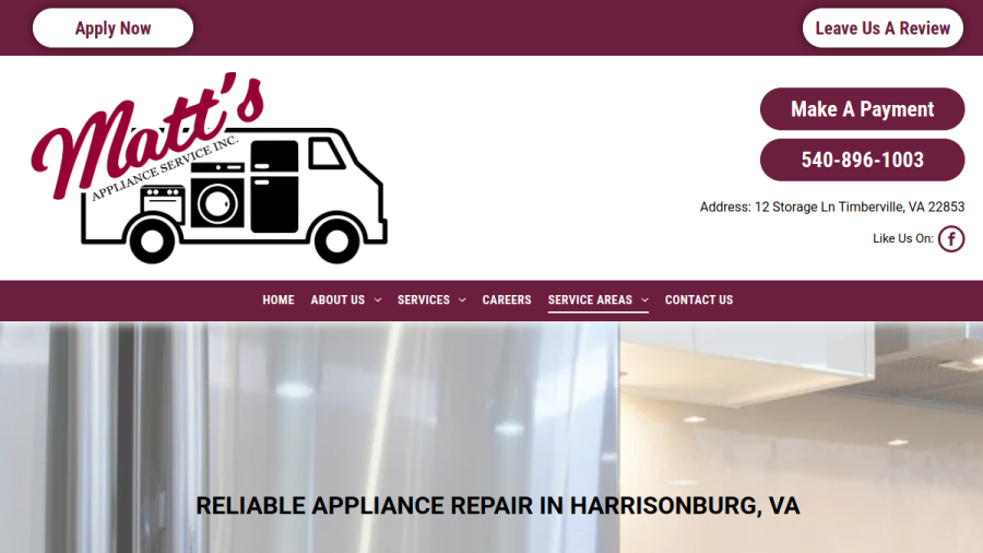 Matt's Appliance Service Inc website