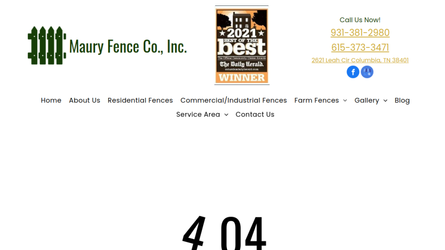 Maury Fence Co., Inc. website