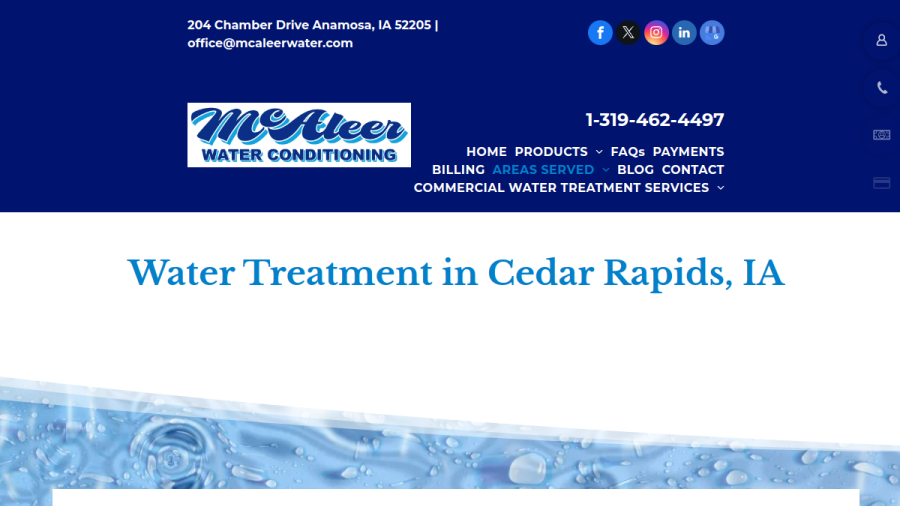 McAleer Water Conditioning, Inc. website
