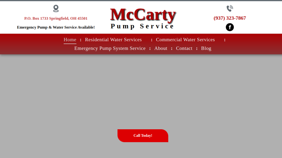 Screenshot of McCarty Pump Service website