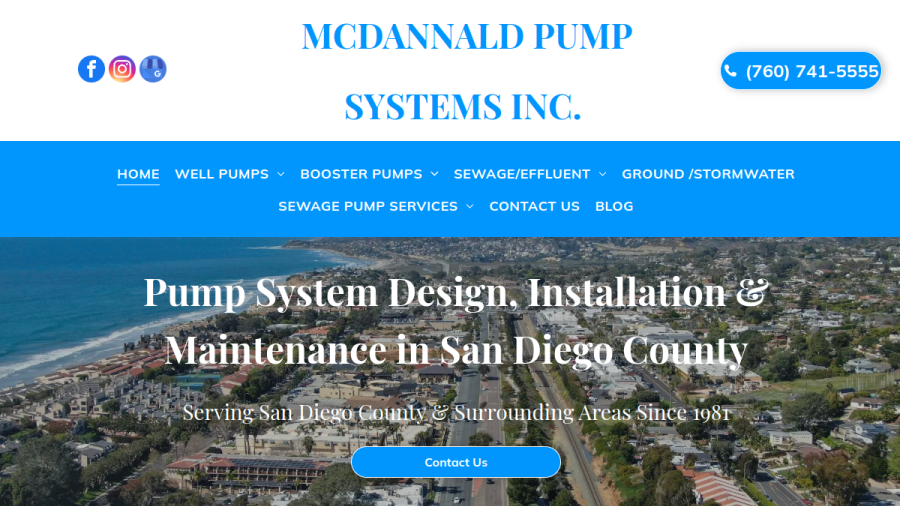 Screenshot of the McDannald Pump Systems, Inc website